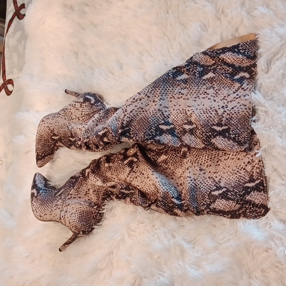 Jessica Simpson Loury  Over Knee OTK Snake Print Stilletto Boots - Picture 6 of 17